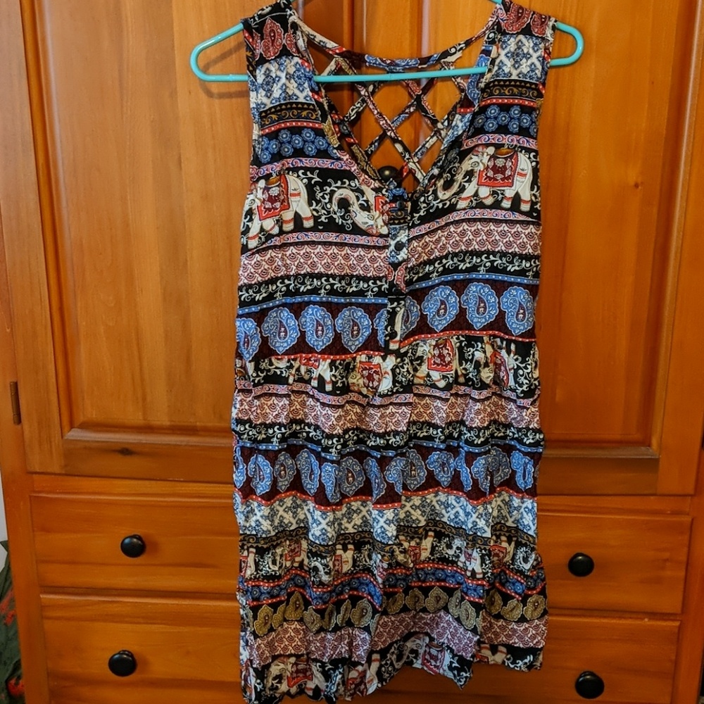 Mixed print elephant  sundress